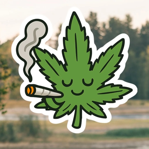 Weed Smoking A Joint Leaf Waterproof Vinyl Sticker 6x6cm - Picture 1 of 1